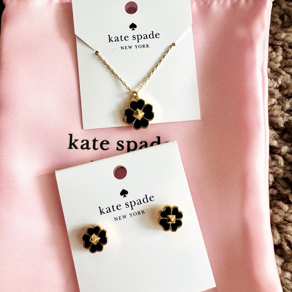 Kate Spade “Spades” Necklace and Earrings Mini Enamel Set